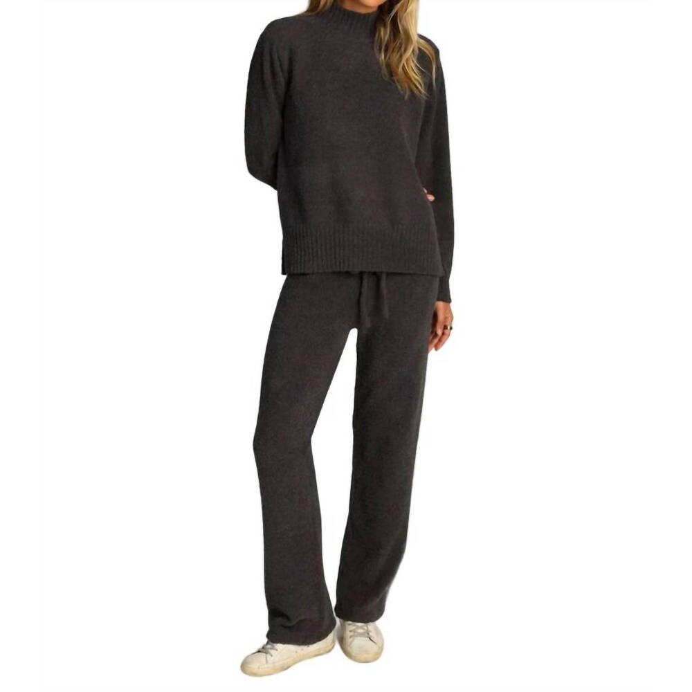 NEW DYLAN mock neck pullover sweater in charcoal